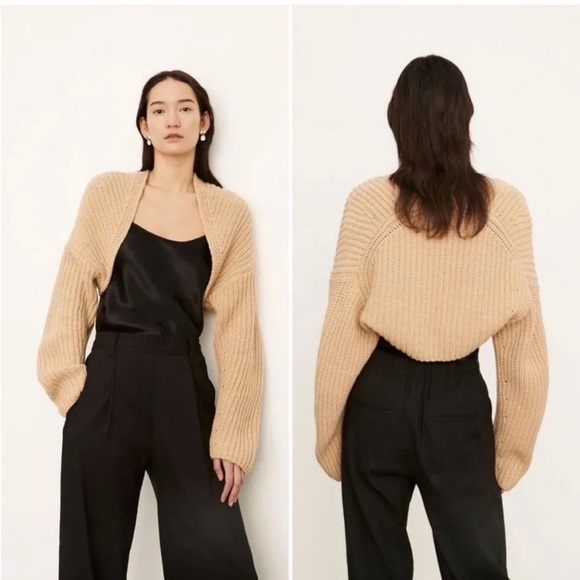 Vince Lofty Rib Bolero shrug cardigan sweater knit open cashmere wool cropped S - Picture 1 of 12